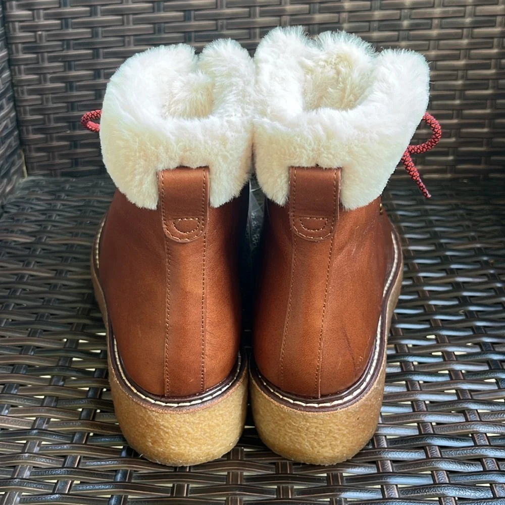 New J. Crew Leather Winter Wedge Boots - Size 8 - Picture 5 of 15